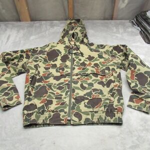 Cabelas Jacket Mens Large Camo Duck Hunter Hooded Lined Waterfowl Hunt USA VTG